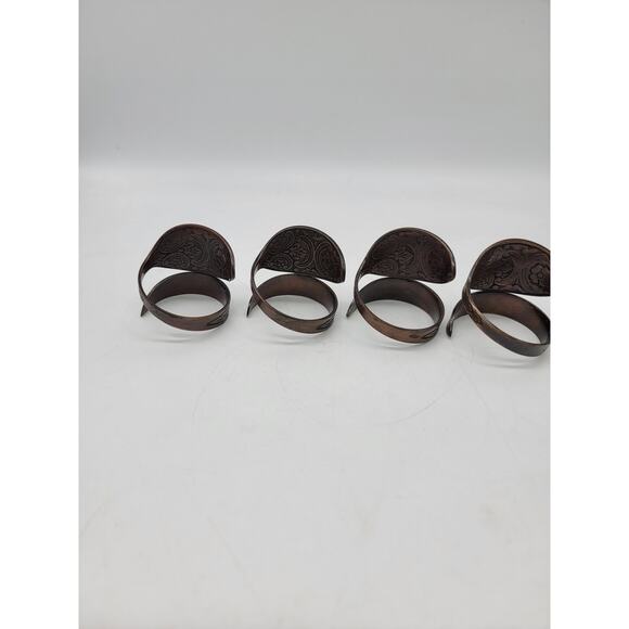 Napkin Rings Copper *Look* Bent Spoon Style Bohemian Boho Home Decor Dining - Picture 3 of 6